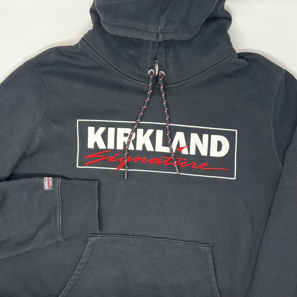 Kirkland Signature Costco Mens Logo Hoodie Black Sweatshirt Size Large